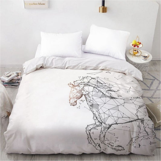 Housse de Couette Cheval Géométrie Moderne