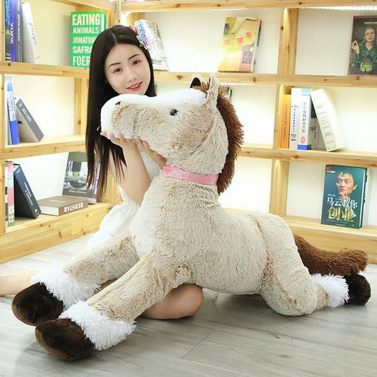 peluche cheval xxl marron