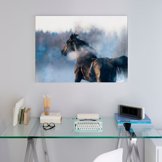 Poster Cheval Noir dans la Brume