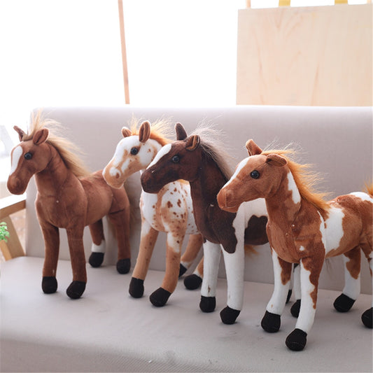 Peluche Cheval Marron Blanc