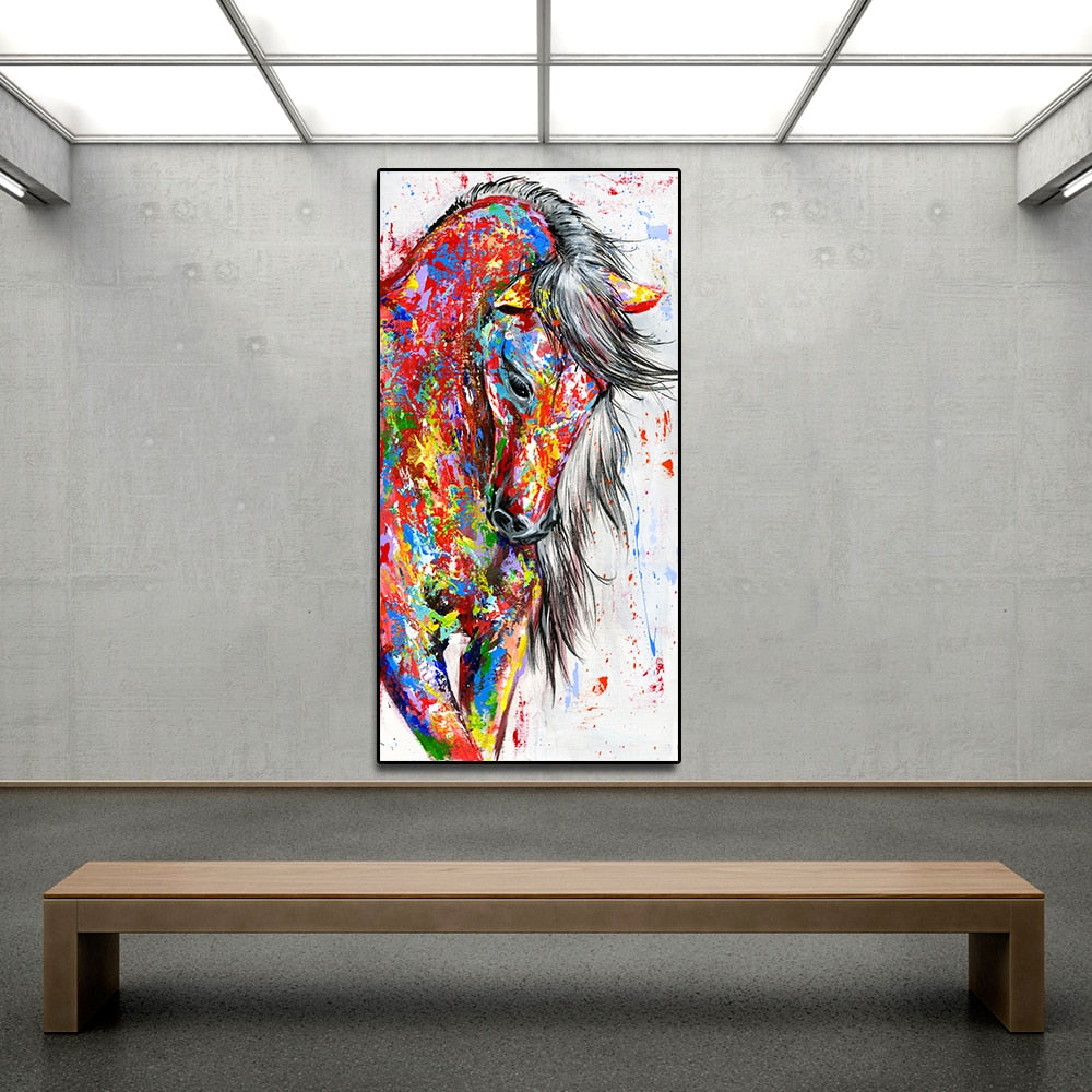 Tableau Cheval Coloré Tête baissé