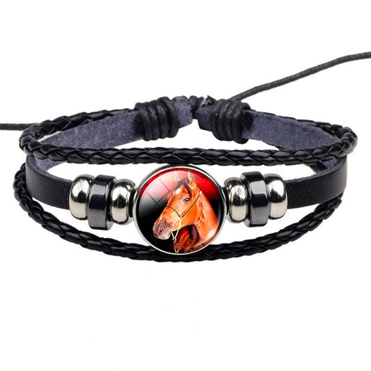 Bracelet Cheval <br> Image en verre (Cuir)