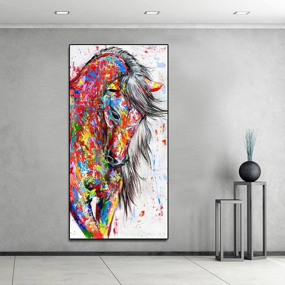 Tableau Cheval Coloré Tête baissé