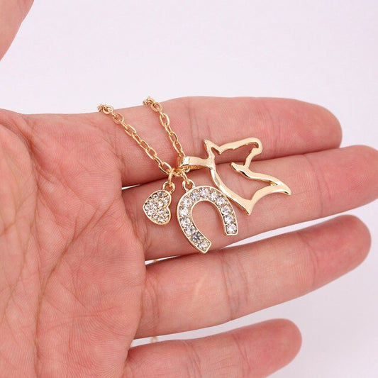 Collier Cheval Triple pendentifs