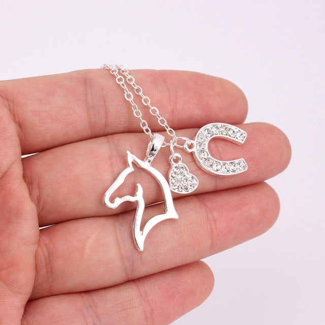 Collier Cheval Triple pendentifs
