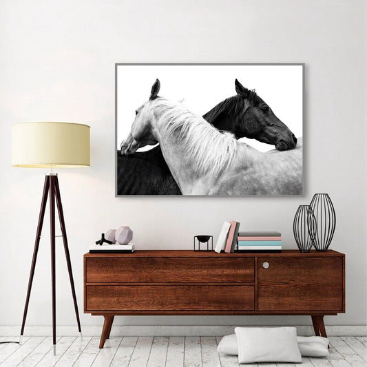 Tableau Chevaux Noir et Blanc