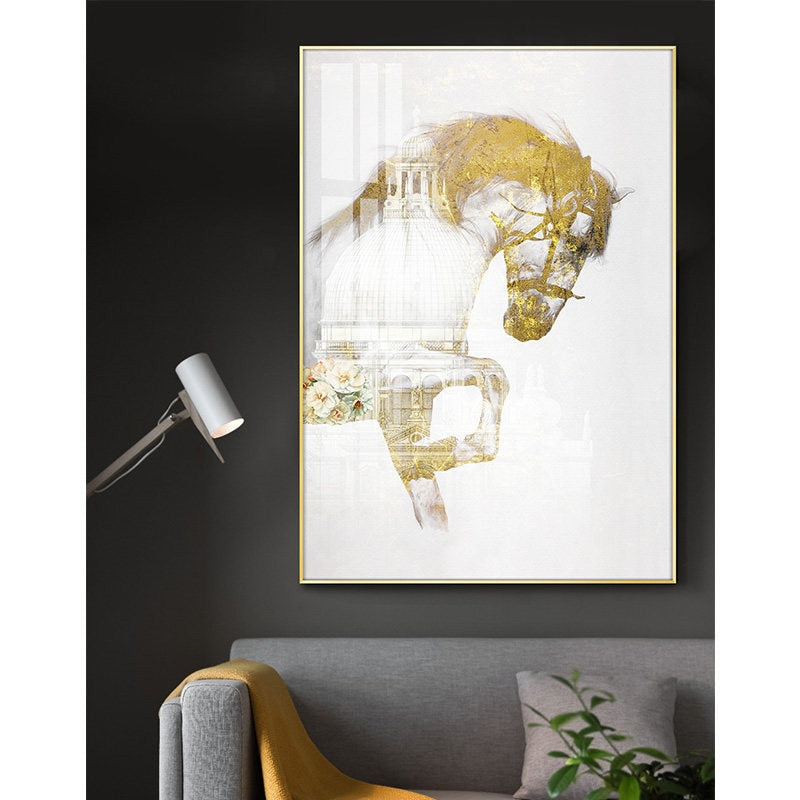 Tableaux Chevaux <br> Modernes Doré