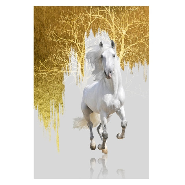 Tableaux Chevaux <br> Modernes Doré
