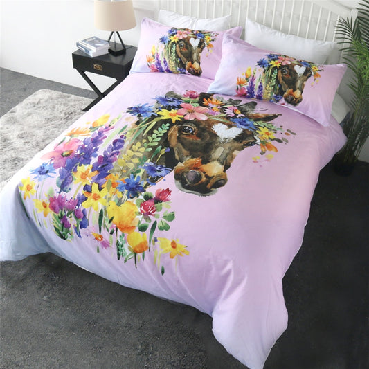Housse de Couette Cheval Fleuri Coloré