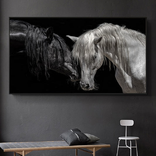 Tableau Cheval <br> Noir et Blanc Triste