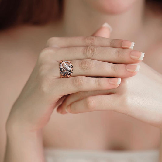 Bague Tête de Cheval en Argent Rose