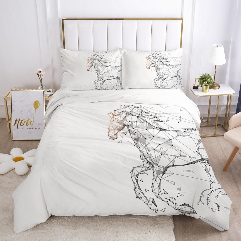 Housse de Couette Cheval Géométrie Moderne