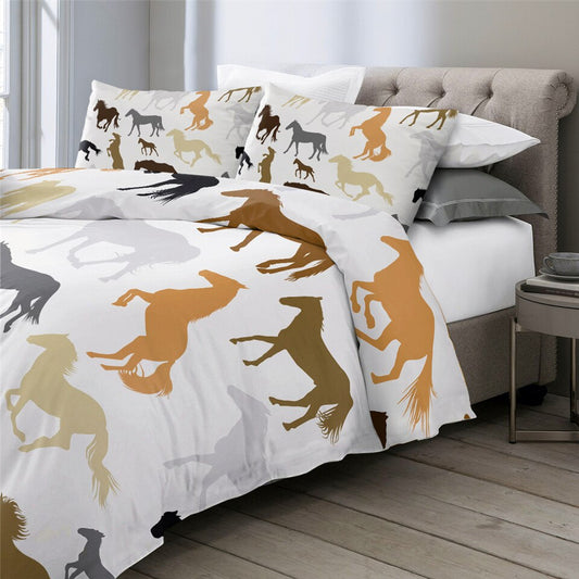 Housse de Couette Chevaux Silhouettes multicolores