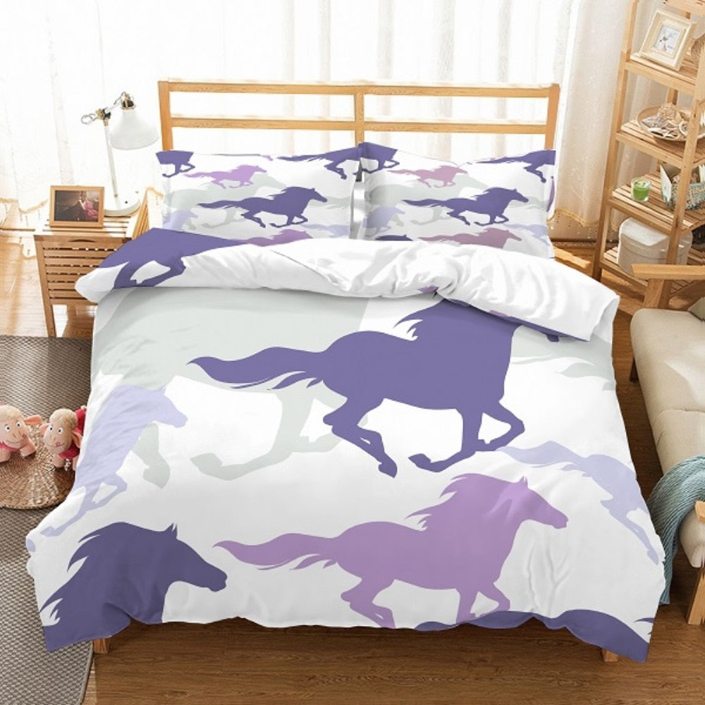 Housse de Couette Cheval Silhouette Violette