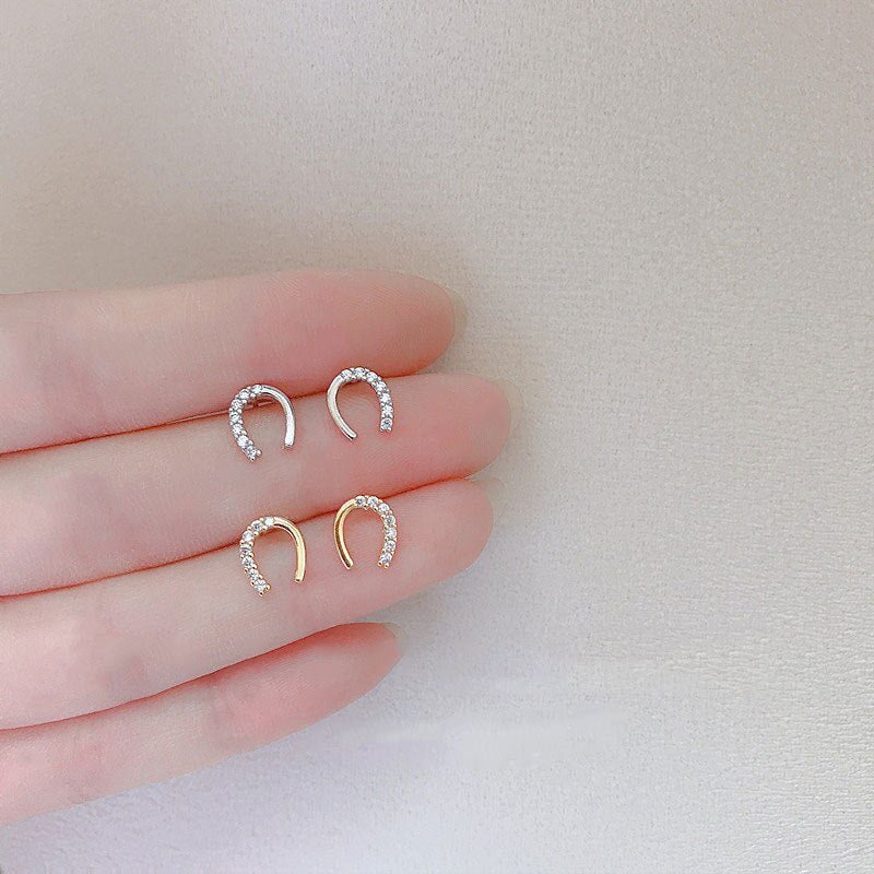 Boucles d'oreilles Fer à Cheval en Argent et Zircon