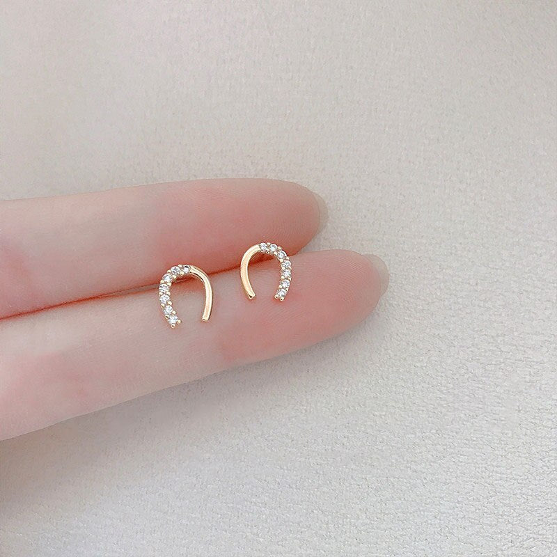 Boucles d'oreilles Fer à Cheval en Argent et Zircon