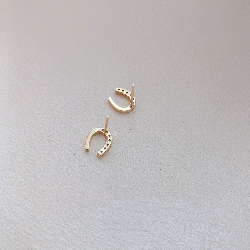 Boucles d'oreilles Fer à Cheval en Argent et Zircon