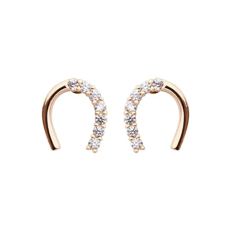 Boucles d'oreilles Fer à Cheval en Argent et Zircon