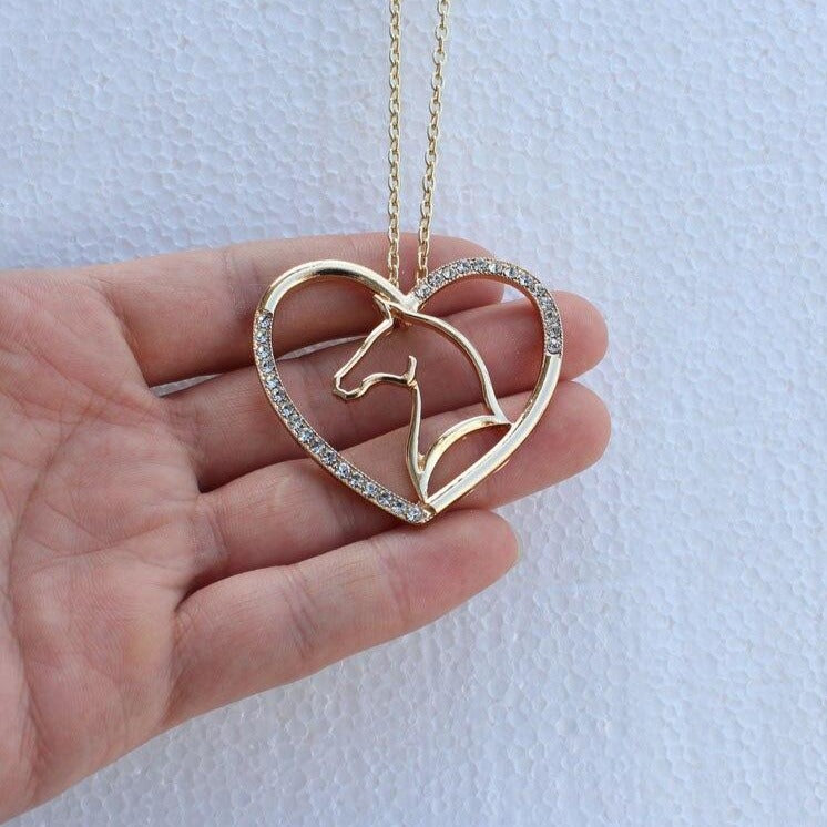 Collier Cheval Cœur silhouette Cheval