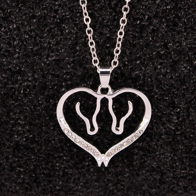 Collier Cheval Cœur amour des chevaux