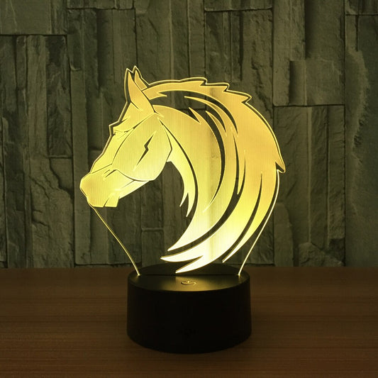 Lampe Cheval <br> LED 3D crinière sauvage