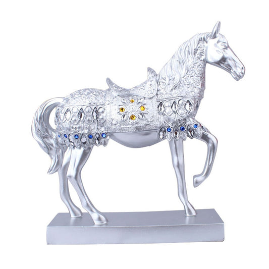 statue cheval patte en l'air argent