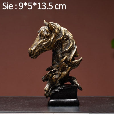 statue tête de cheval doré