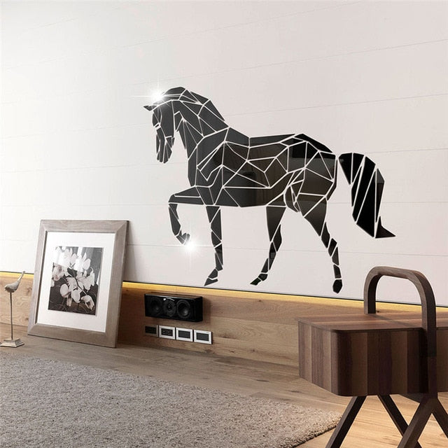 stickers cheval miroir couleur noir