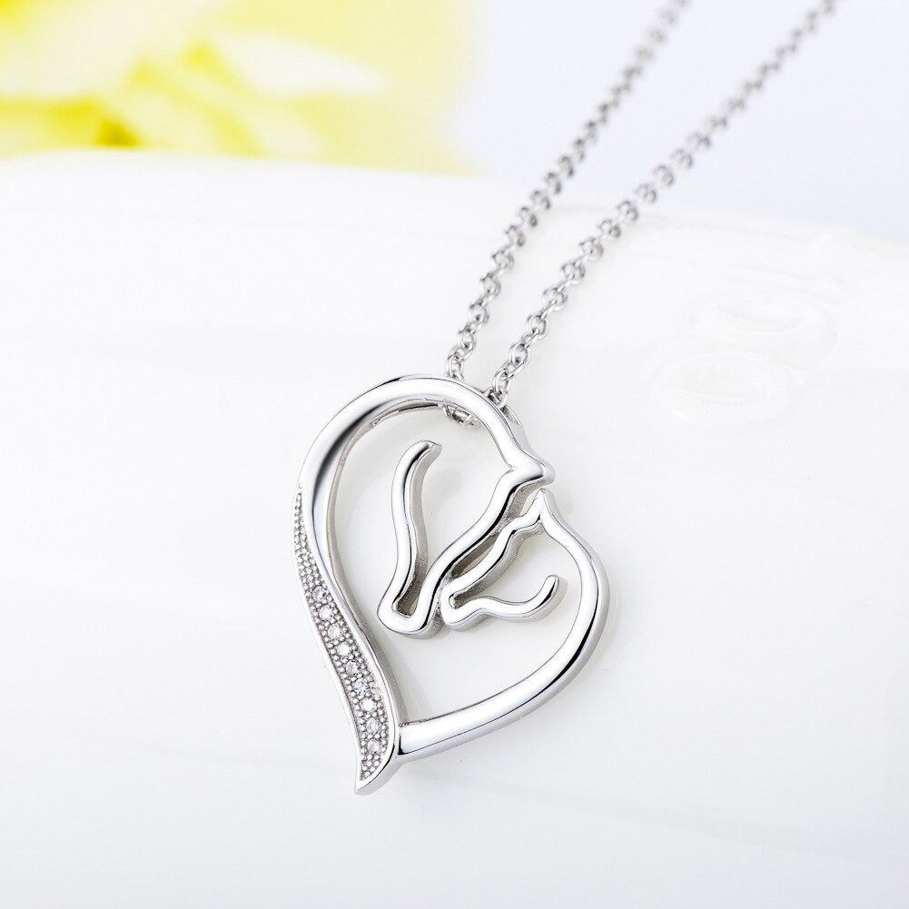 Collier Cheval Cœur en Argent