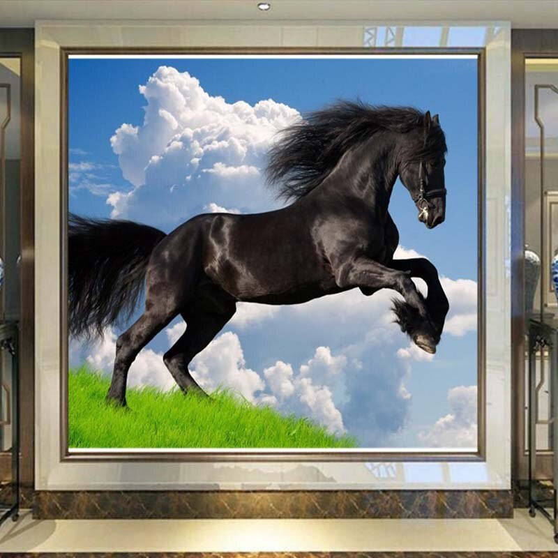 Papier peint cheval frison
