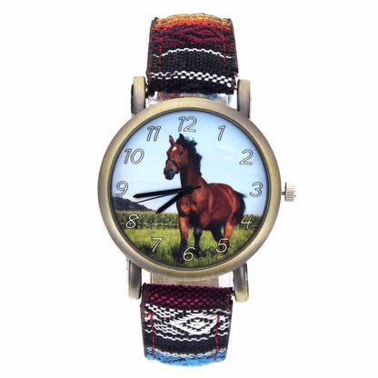 Montre cheval bracelet en tissu