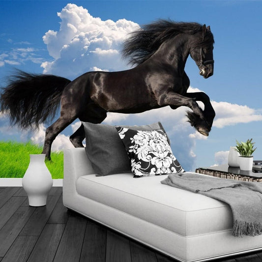 Papier peint cheval frison