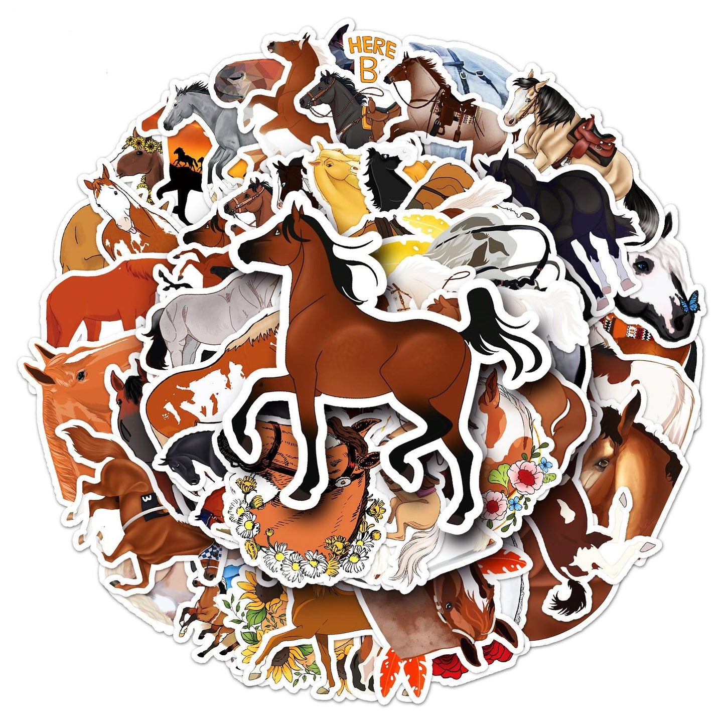 Lot de 50 stickers sur les chevaux