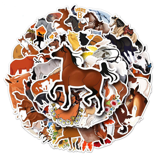 Lot de 50 stickers sur les chevaux