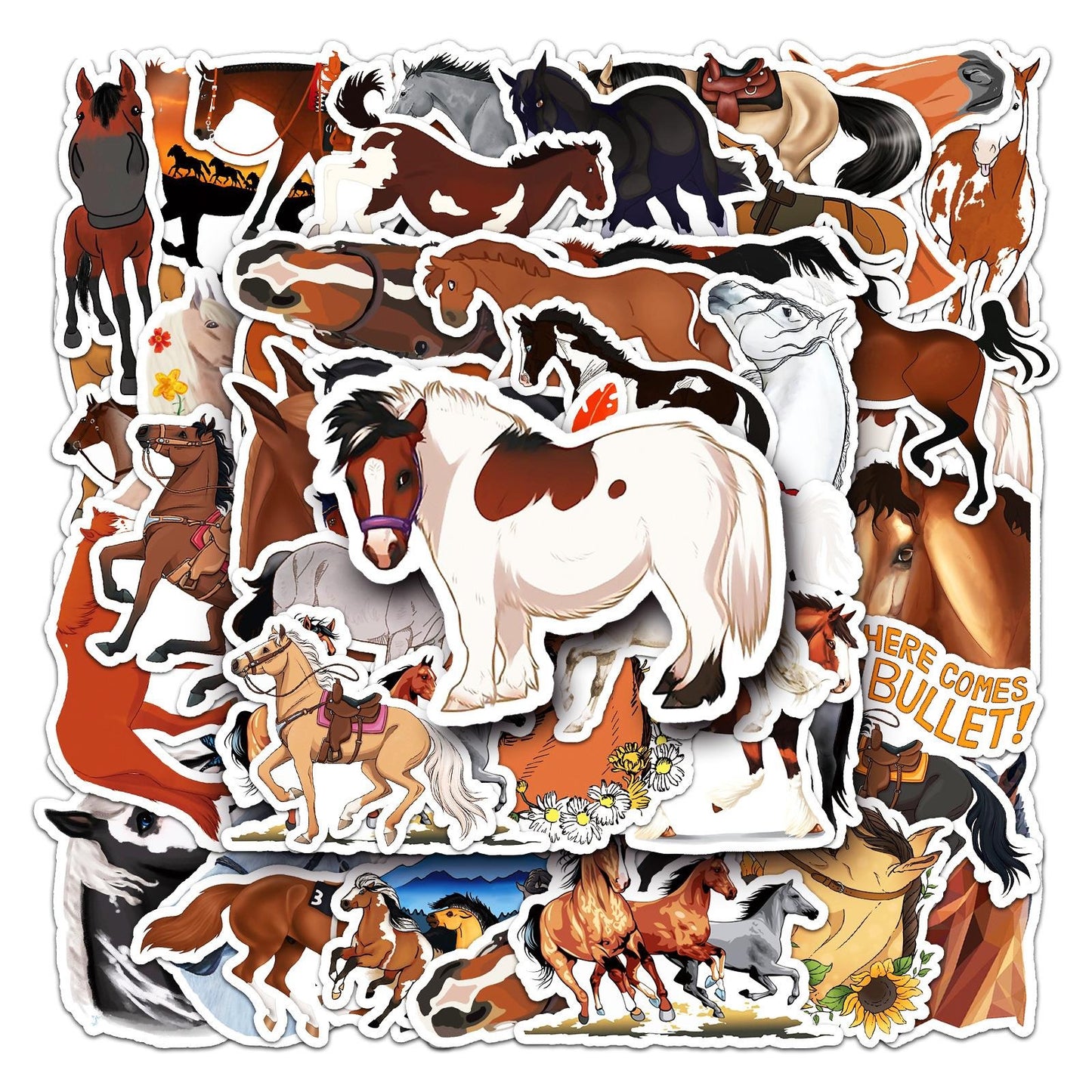 Lot de 50 stickers sur les chevaux