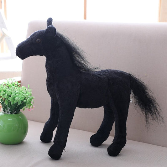 cheval en peluche noir