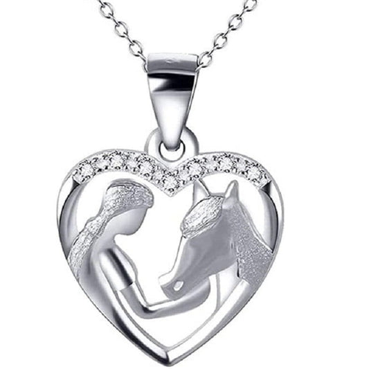 Collier Fille qui nourrit son Cheval (Argent)