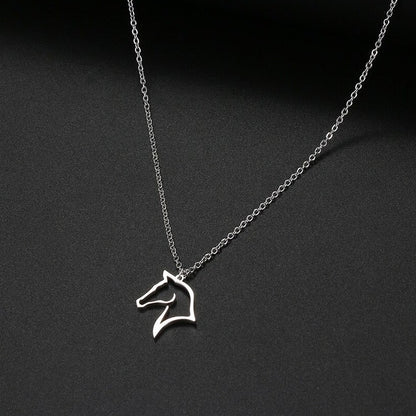 collier dessin tête de cheval argent