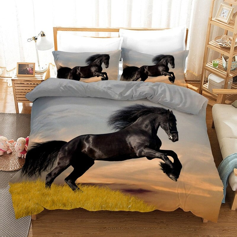Housse de couette cheval frison