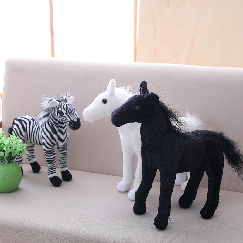 jouet peluche cheval noir