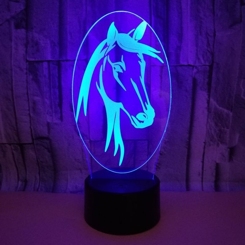 lampe de chevet cheval fille bleu