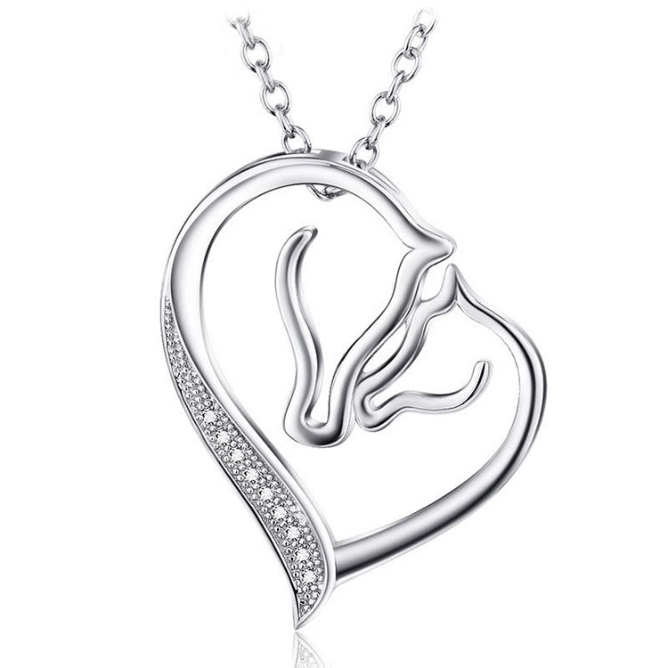 Collier Cheval Coeur Jument et son poulain