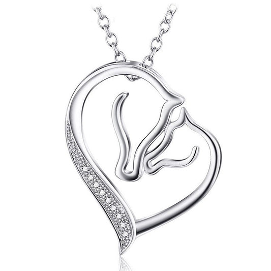 Collier Cheval Coeur Jument et son poulain