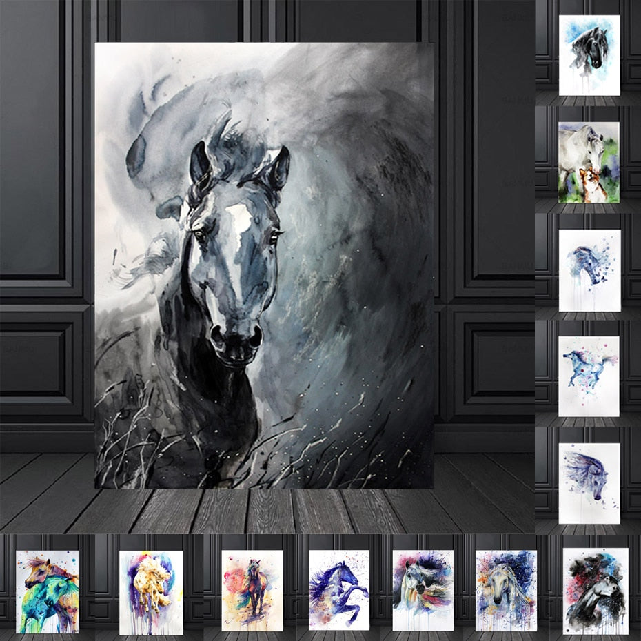 Tableau Aquarelle Chevaux