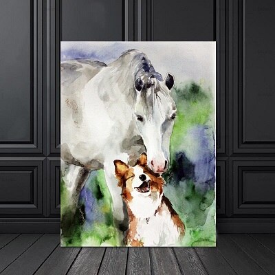 Tableau Aquarelle Chevaux