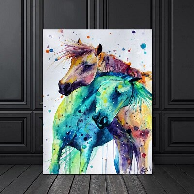 Tableau Aquarelle Chevaux
