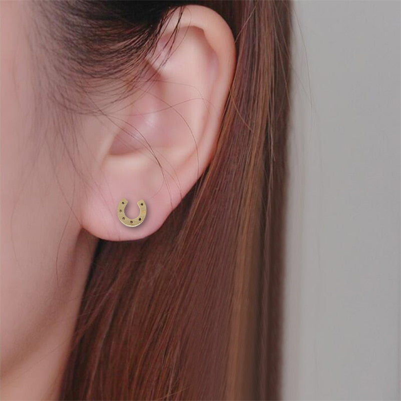 Boucle d'oreille cheval couleur or