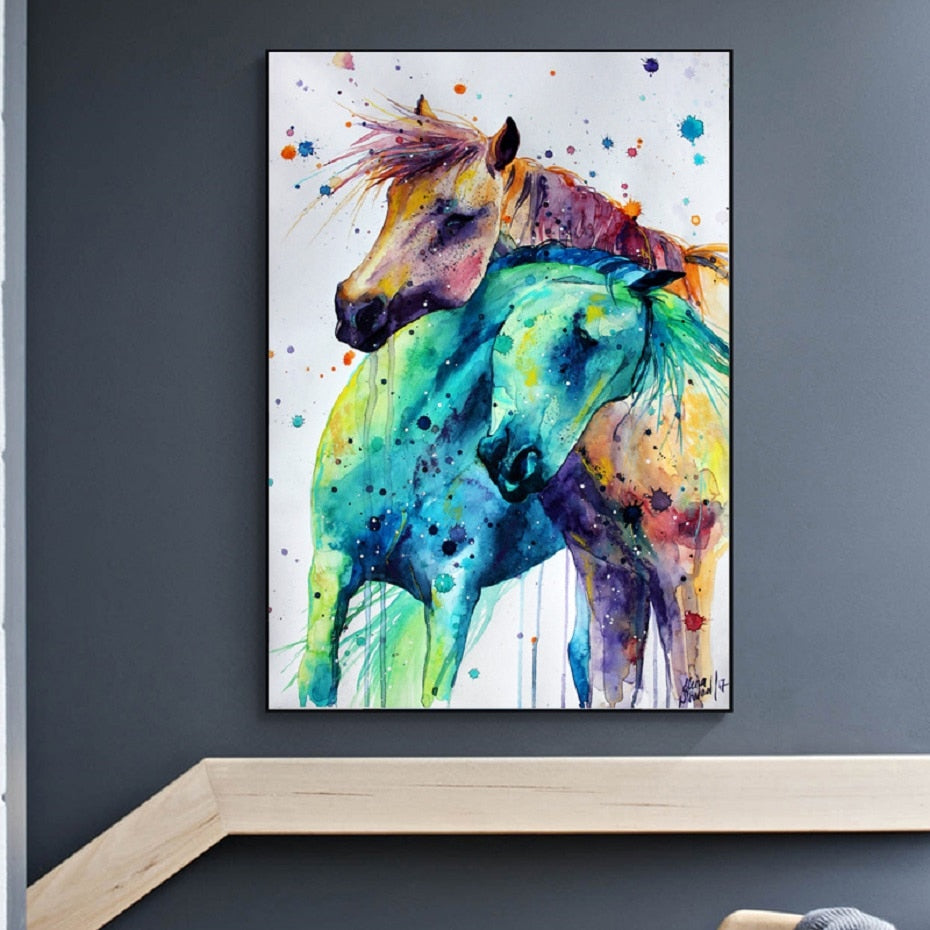 Tableau Aquarelle Chevaux
