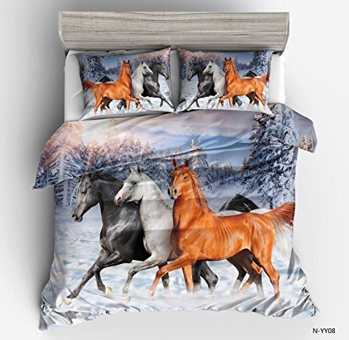 Housse de Couette Cheval Neige