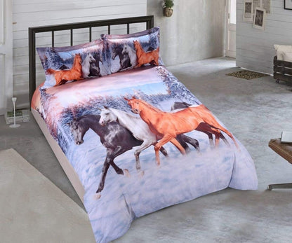 Housse de Couette Cheval Neige